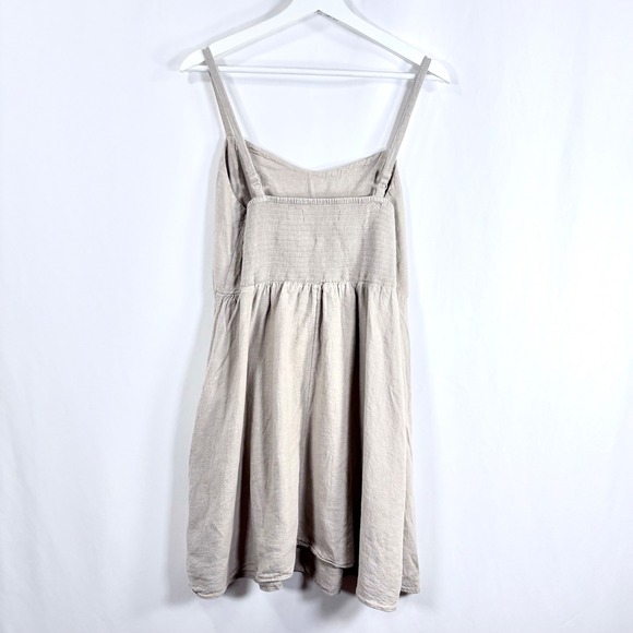 Old Navy Womens Linen Blend Smocked Back Fit and Flare Dress Beige Large - Picture 3 of 8